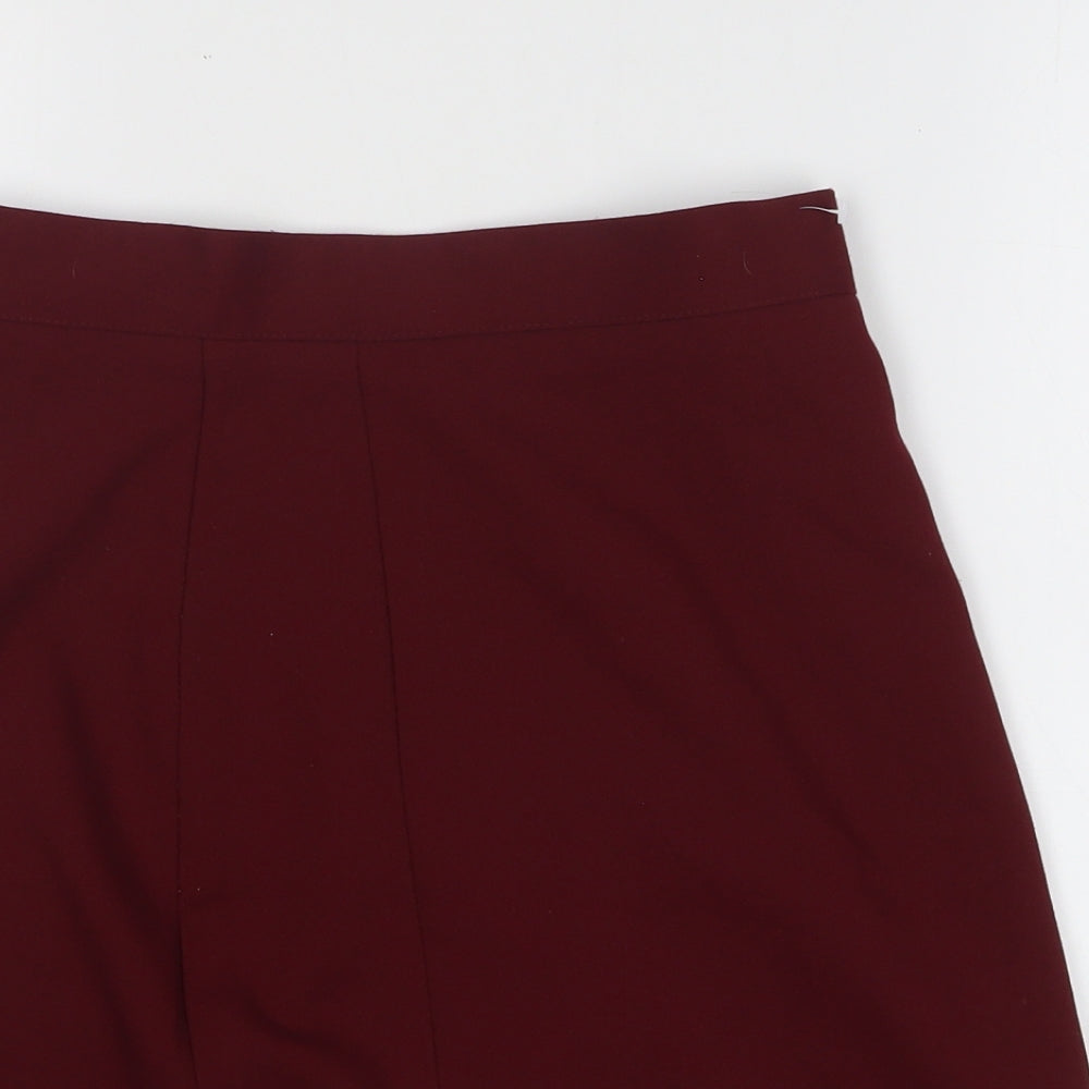Preworn Womens Red Polyester A-Line Skirt Size S Zip