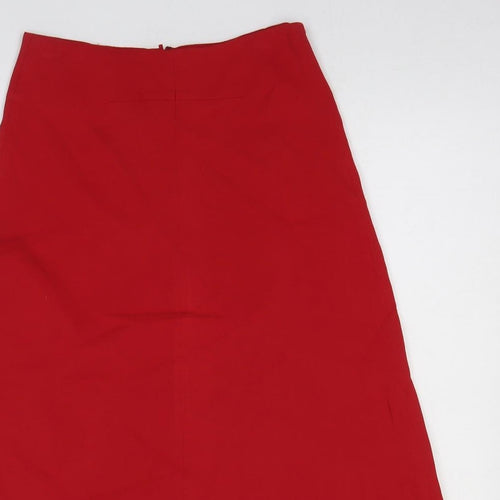 MNG Womens Red Viscose A-Line Skirt Size S Zip