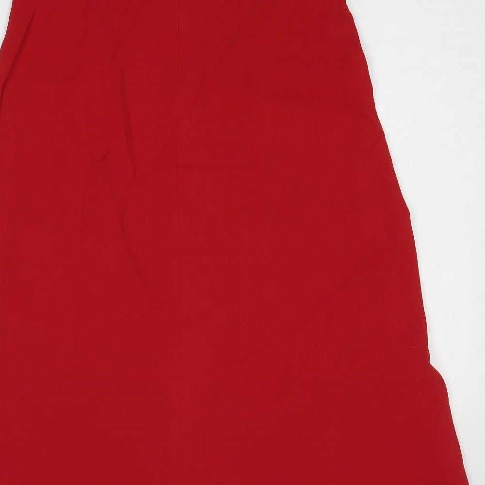 MNG Womens Red Viscose A-Line Skirt Size S Zip