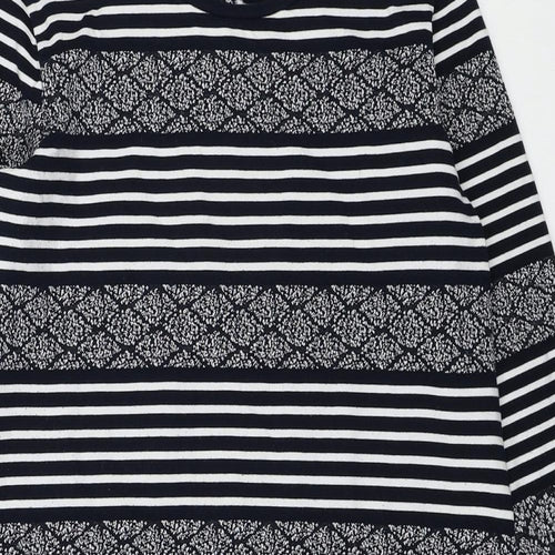 Per Una Womens Blue Geometric Cotton A-Line Size 14 Scoop Neck Zip