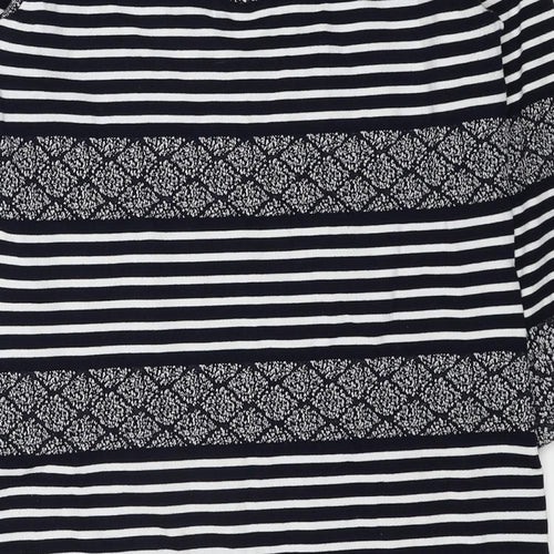 Per Una Womens Blue Geometric Cotton A-Line Size 14 Scoop Neck Zip