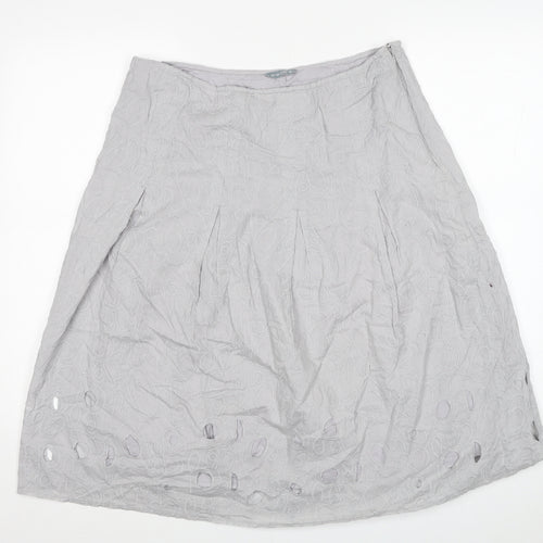 Per Una Womens Grey Cotton A-Line Skirt Size 14 Zip