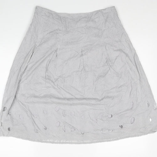 Per Una Womens Grey Cotton A-Line Skirt Size 14 Zip