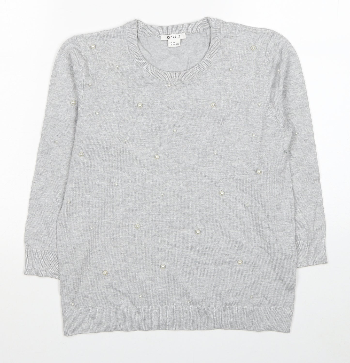 O'stin Womens Grey Round Neck Viscose Pullover Jumper Size XS