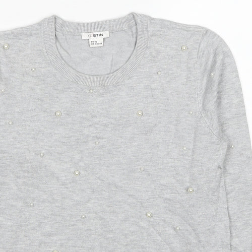 O'stin Womens Grey Round Neck Viscose Pullover Jumper Size XS