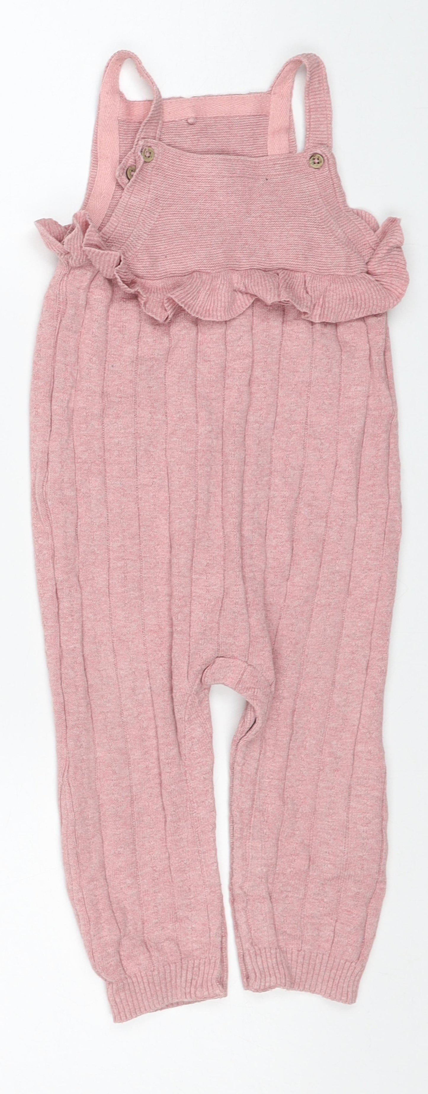 TU Girls Pink Cotton Unitard One-Piece Size 9-12 Months Snap