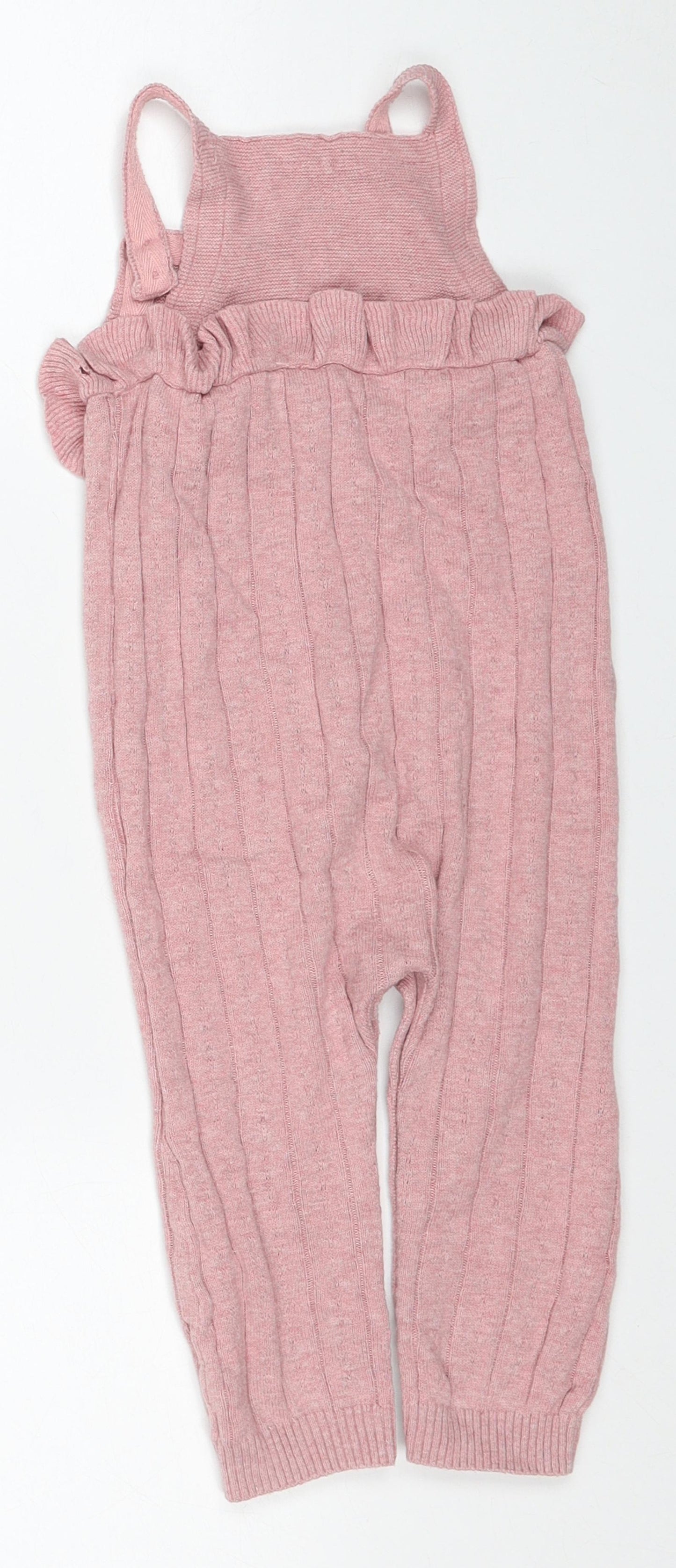 TU Girls Pink Cotton Unitard One-Piece Size 9-12 Months Snap