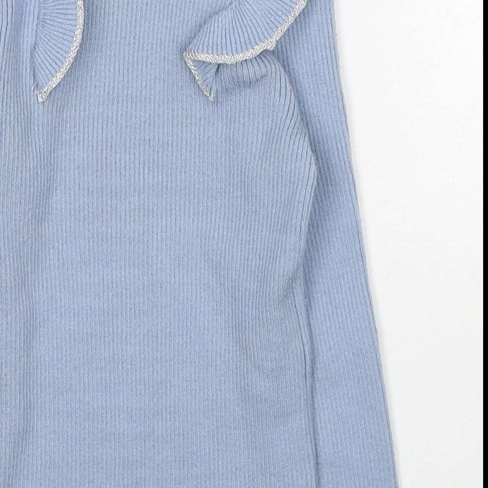 Primark Girls Blue Round Neck Polyester Pullover Jumper Size 6-7 Years Pullover