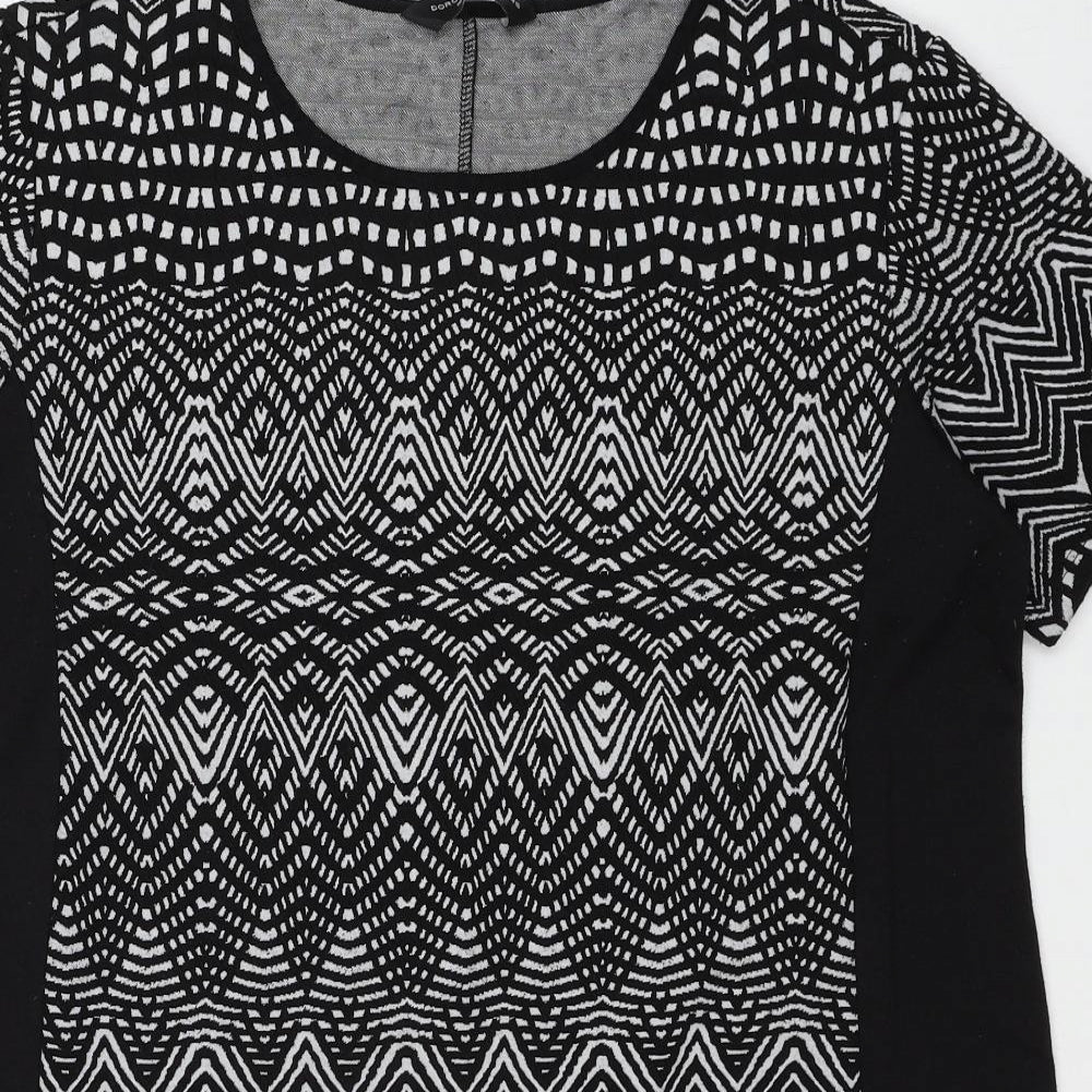 Dorothy Perkins Womens Black Geometric Polyester Basic T-Shirt Size 18 Round Neck