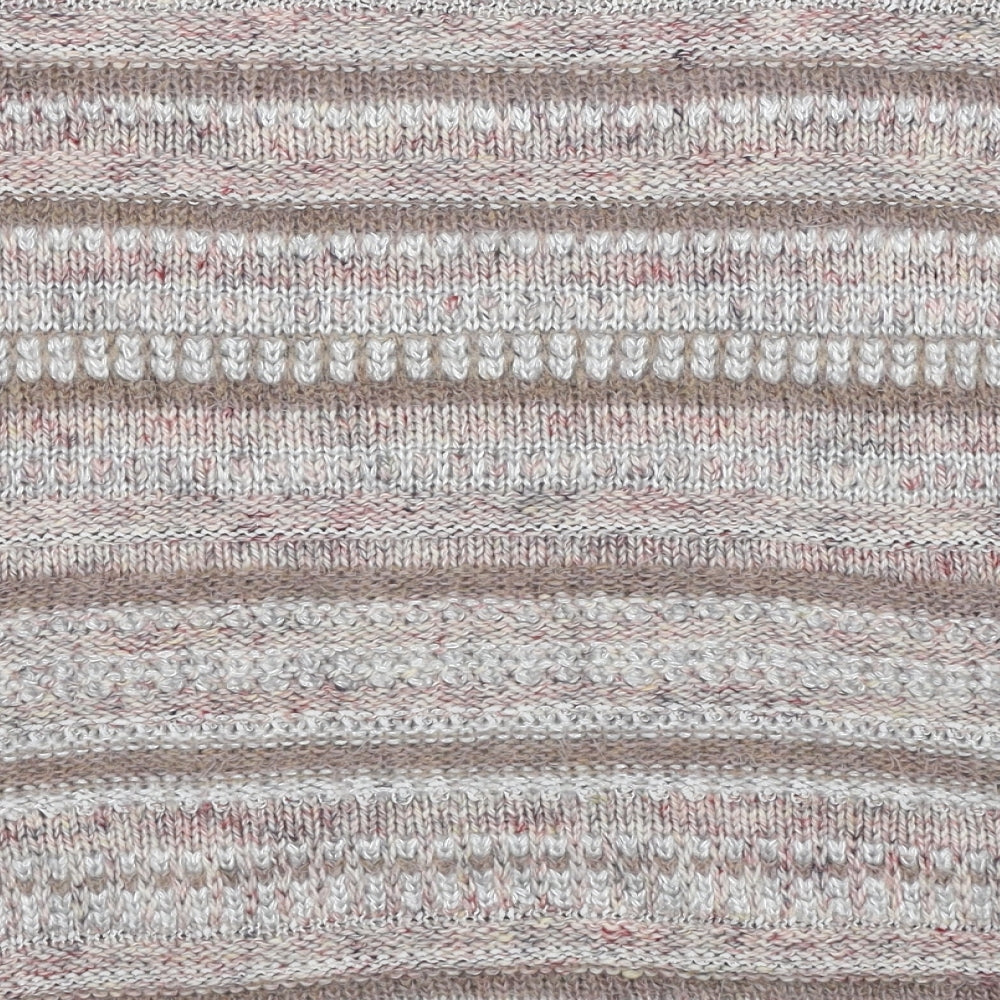 Marks and Spencer Womens Beige Round Neck Striped Polyamide Pullover Jumper Size 14