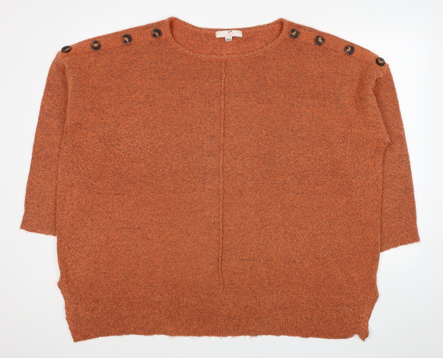 Julipa Womens Orange Round Neck Acrylic Pullover Jumper Size 28