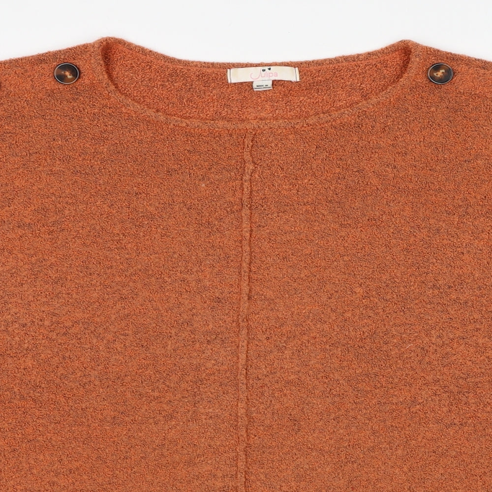Julipa Womens Orange Round Neck Acrylic Pullover Jumper Size 28