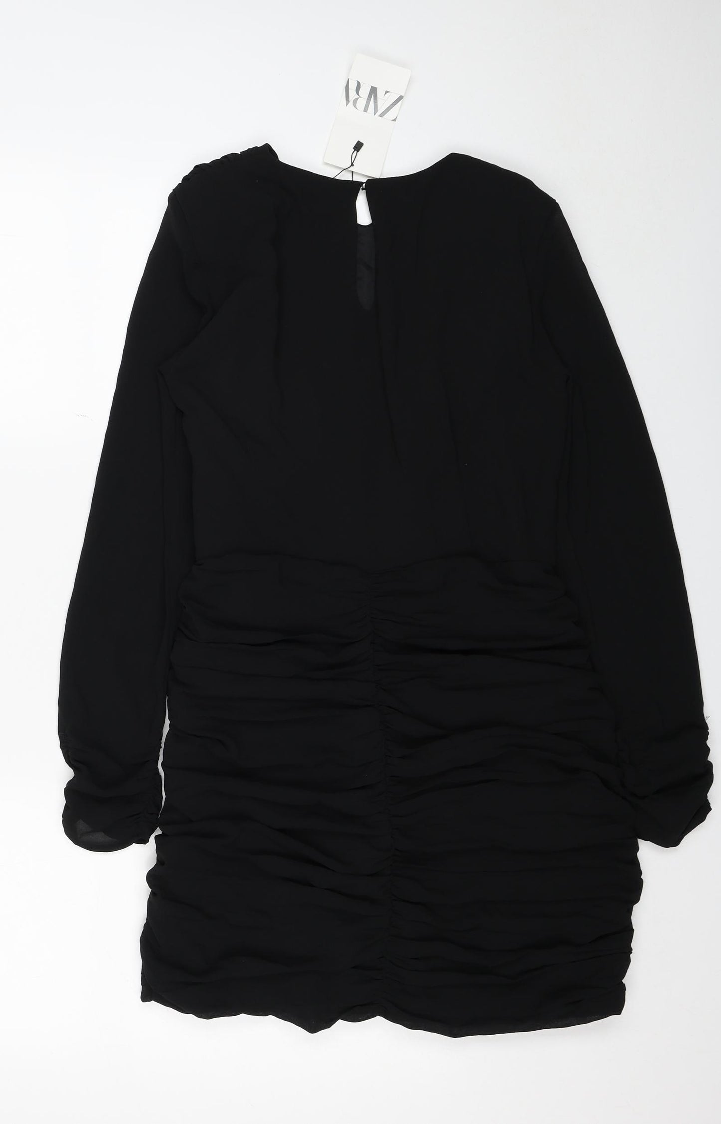 Zara Womens Black Polyester Mini Size M Round Neck Zip