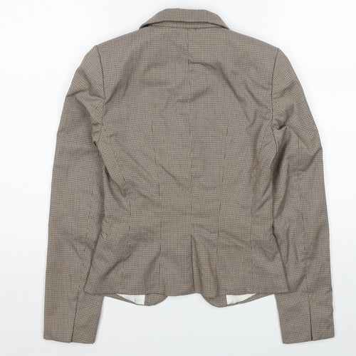 H&M Womens Beige Plaid Polyester Jacket Blazer Size 4