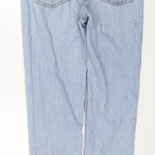 Topshop Mens Blue Cotton Straight Jeans Size 30 in L32 in Regular Zip