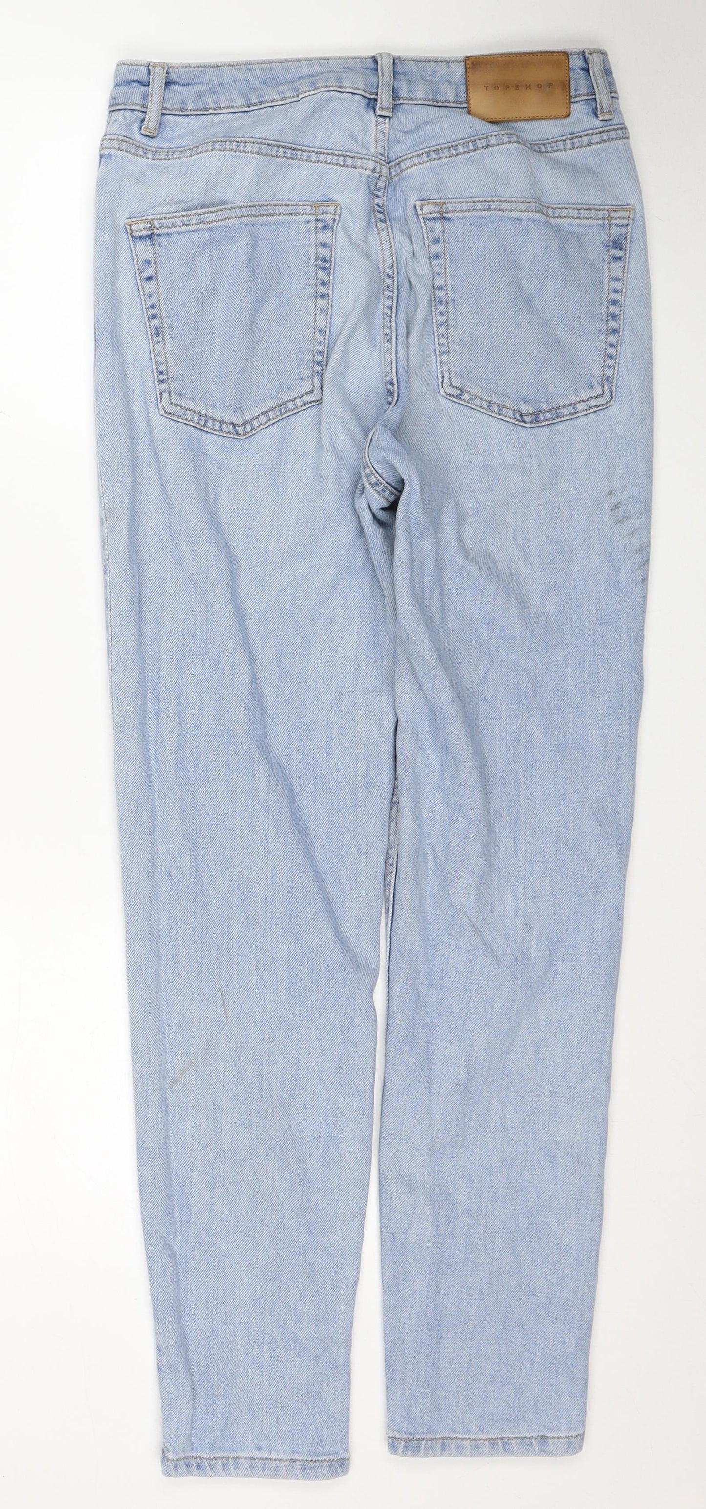 Topshop Mens Blue Cotton Straight Jeans Size 30 in L32 in Regular Zip