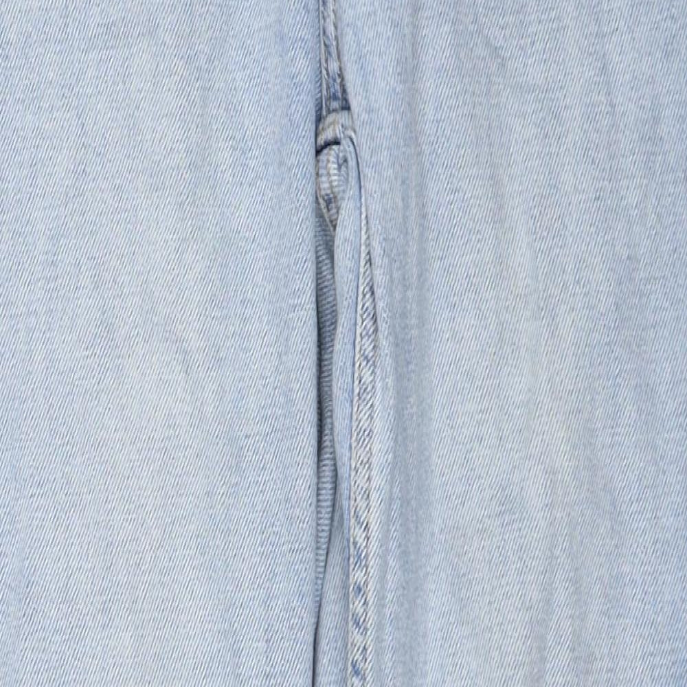 Topshop Mens Blue Cotton Straight Jeans Size 30 in L32 in Regular Zip