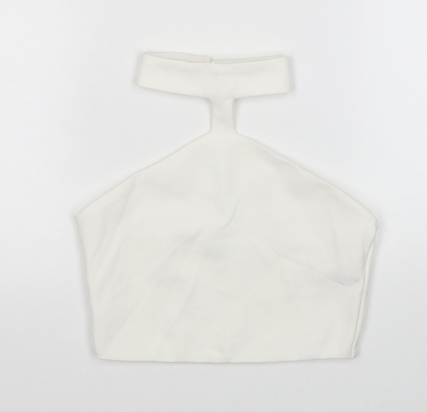 Zara Womens White Polyester Cropped Tank Size S Halter