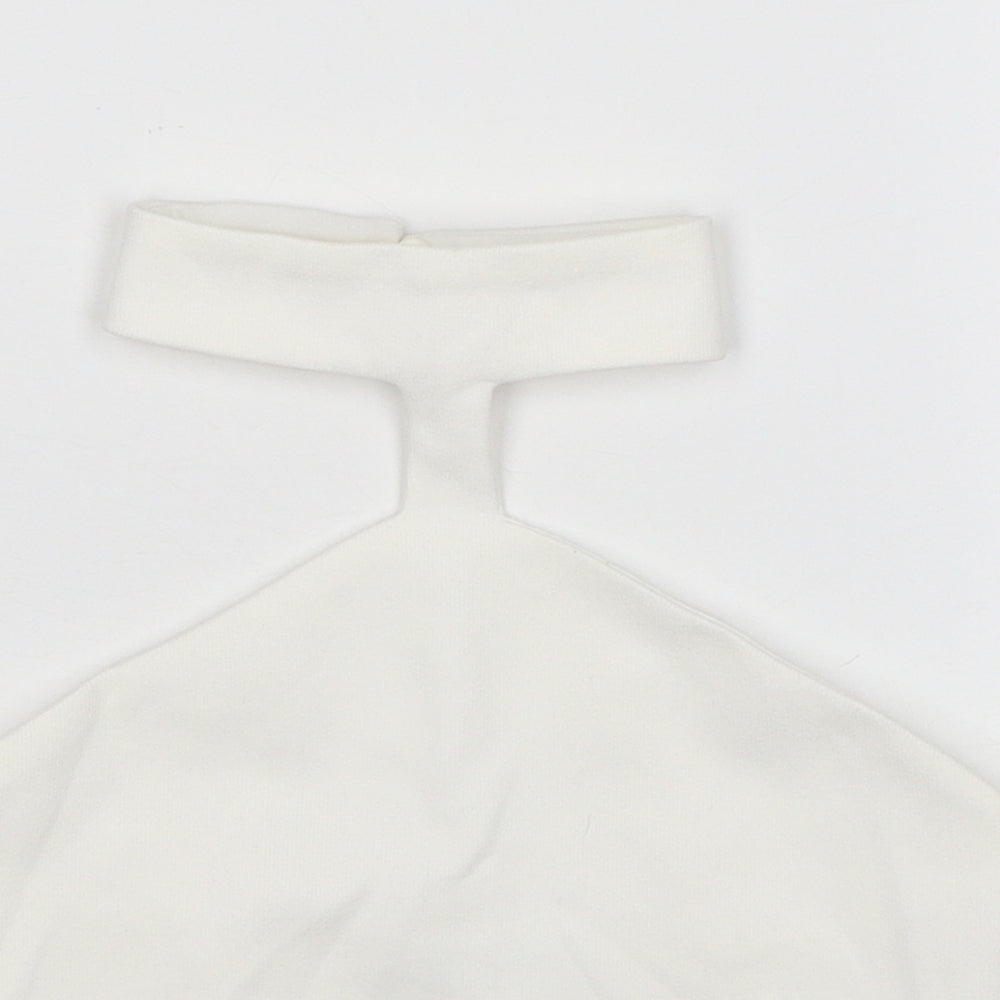 Zara Womens White Polyester Cropped Tank Size S Halter