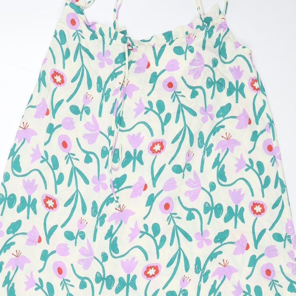Link Up Womens Multicoloured Floral Cotton A-Line Size 12 Scoop Neck Pullover