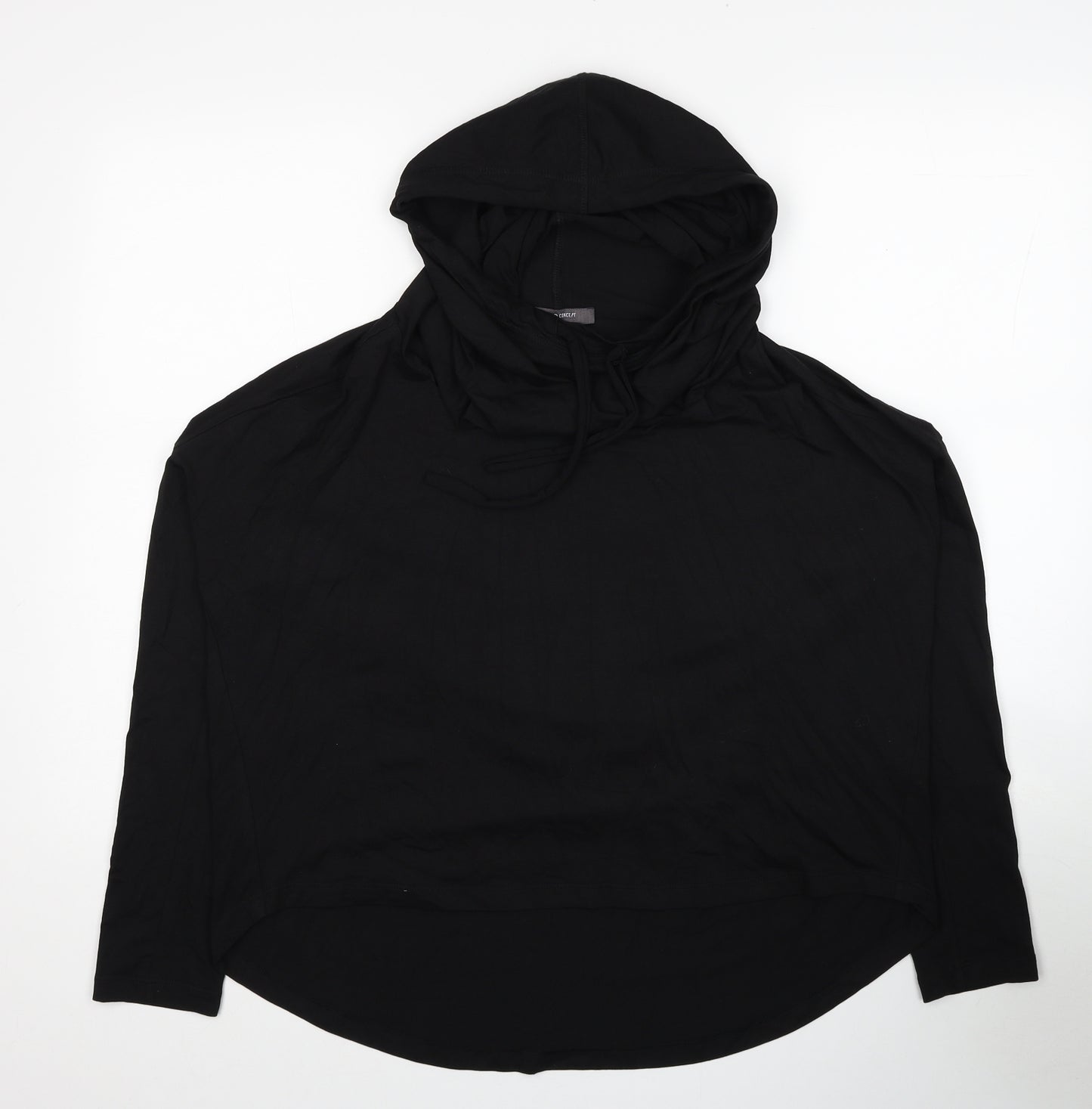 Crea Concept Womens Black Cotton Pullover Hoodie Size 12 Pullover