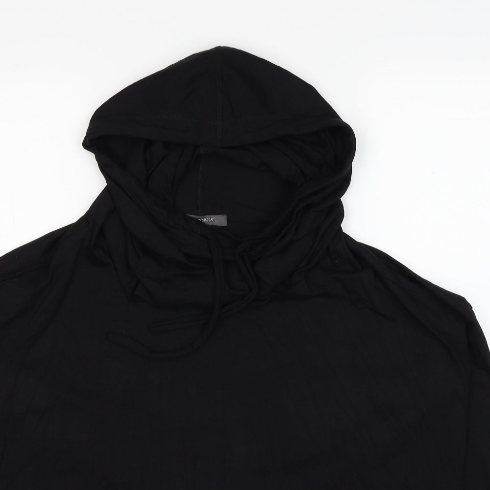 Crea Concept Womens Black Cotton Pullover Hoodie Size 12 Pullover