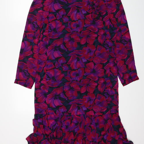 Liz Roberts Womens Pink Floral Polyester Shift Size 10 Round Neck Zip