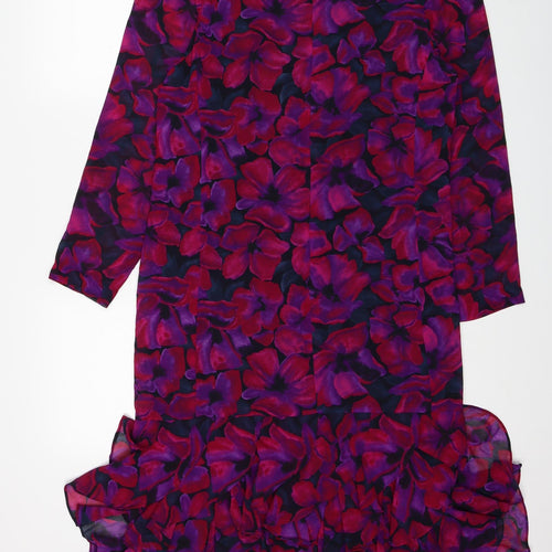 Liz Roberts Womens Pink Floral Polyester Shift Size 10 Round Neck Zip