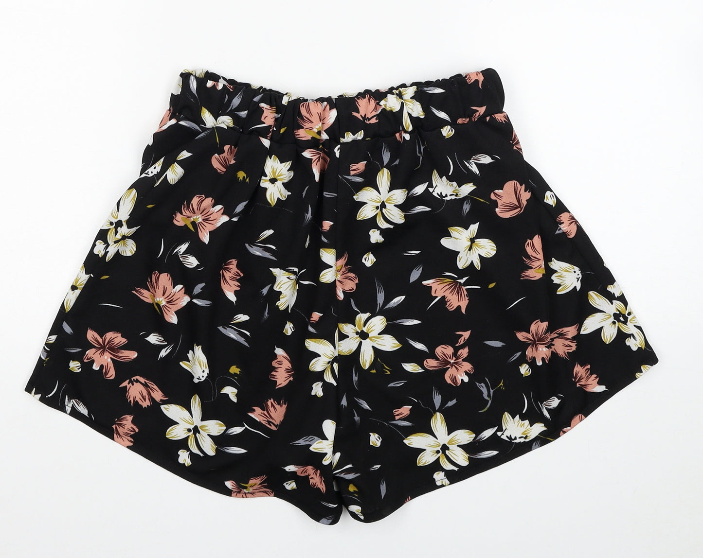 SheIn Womens Black Floral Polyester Culotte Shorts Size M L4 in Regular Pull On