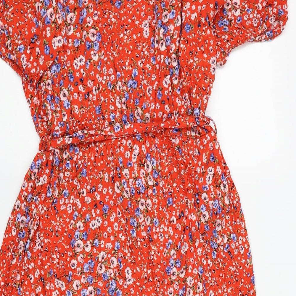 F&F Womens Red Fair Isle Viscose Fit & Flare Size 20 V-Neck Pullover