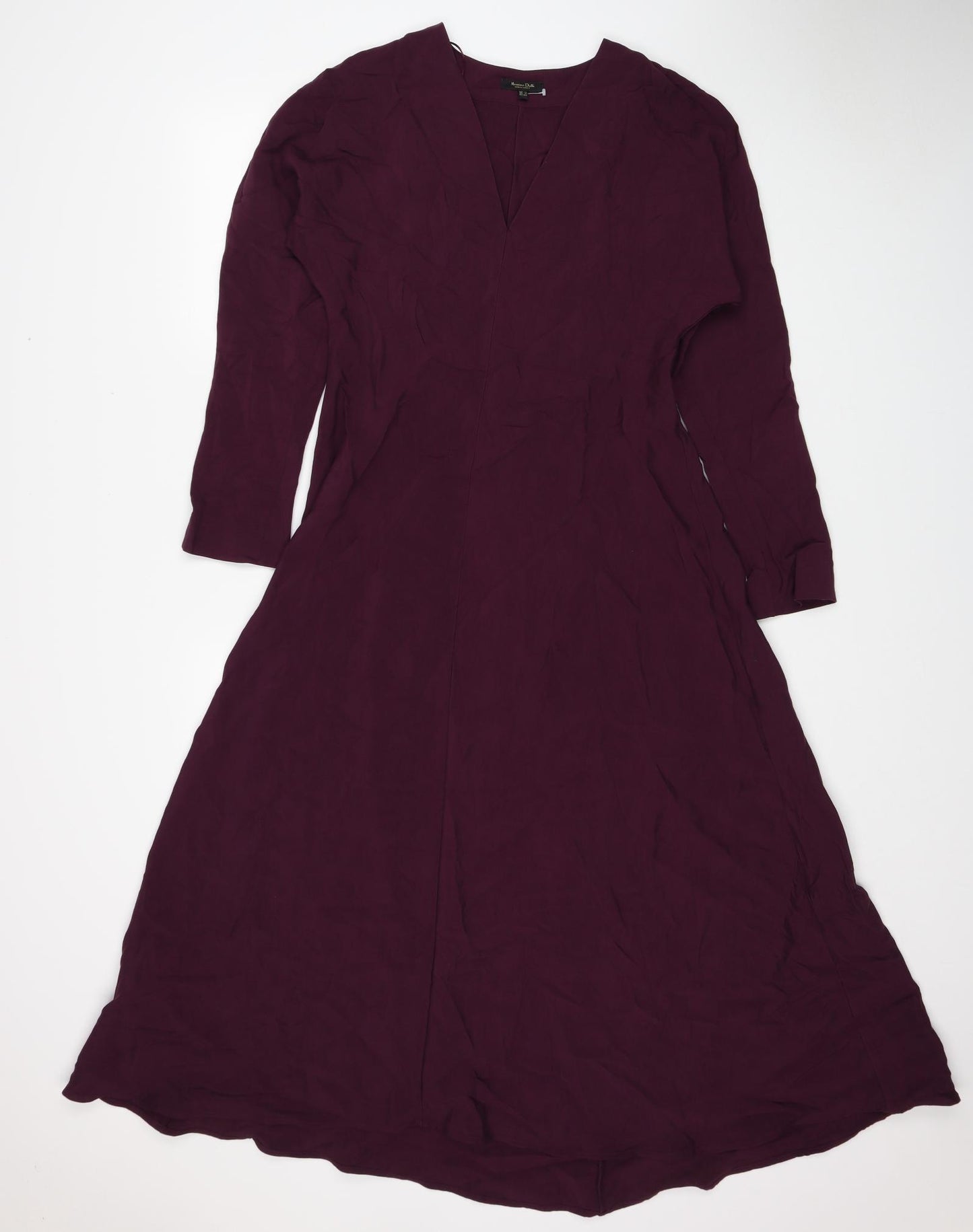 Massimo Dutti Womens Red Viscose A-Line Size XS V-Neck Pullover