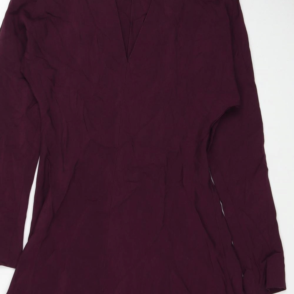 Massimo Dutti Womens Red Viscose A-Line Size XS V-Neck Pullover