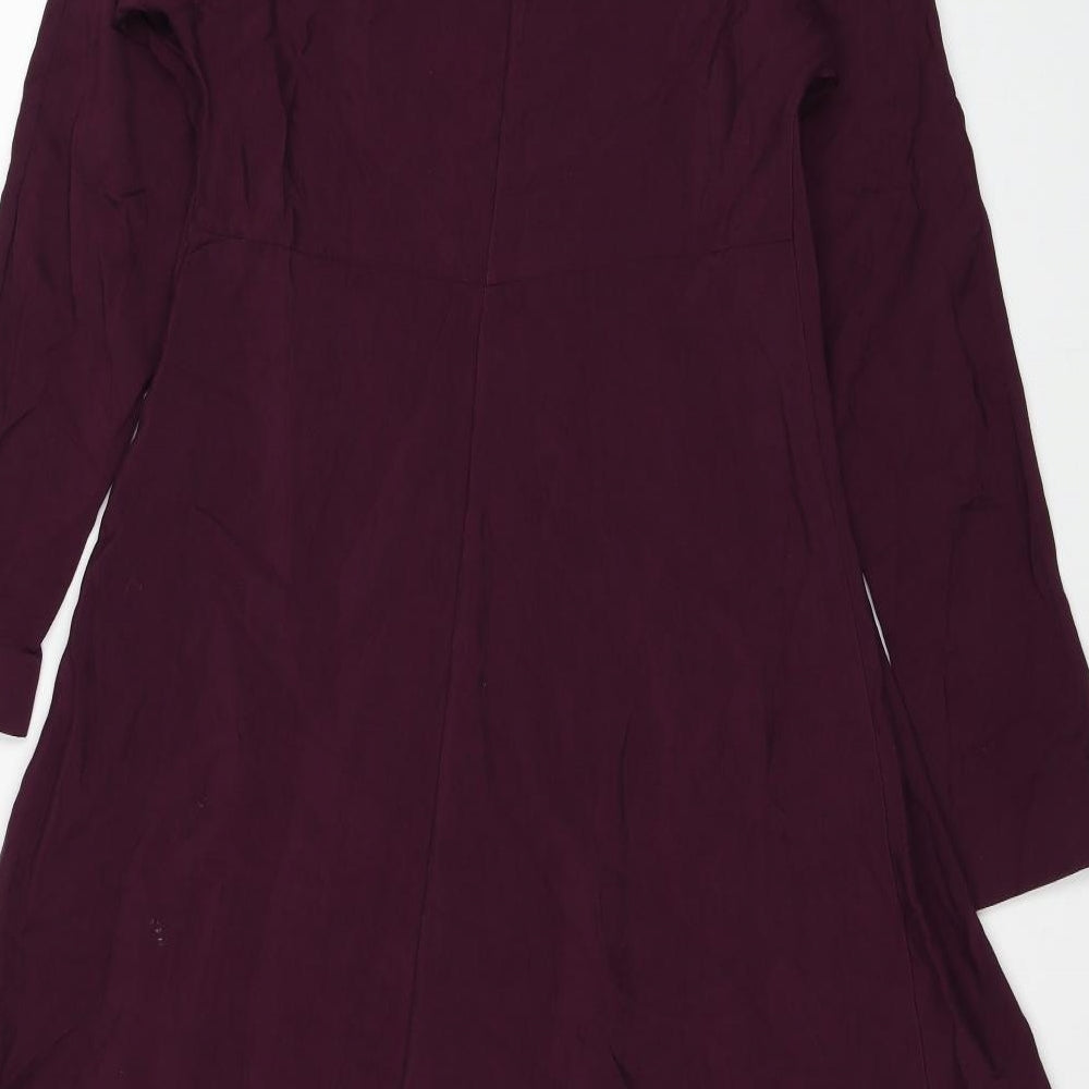 Massimo Dutti Womens Red Viscose A-Line Size XS V-Neck Pullover