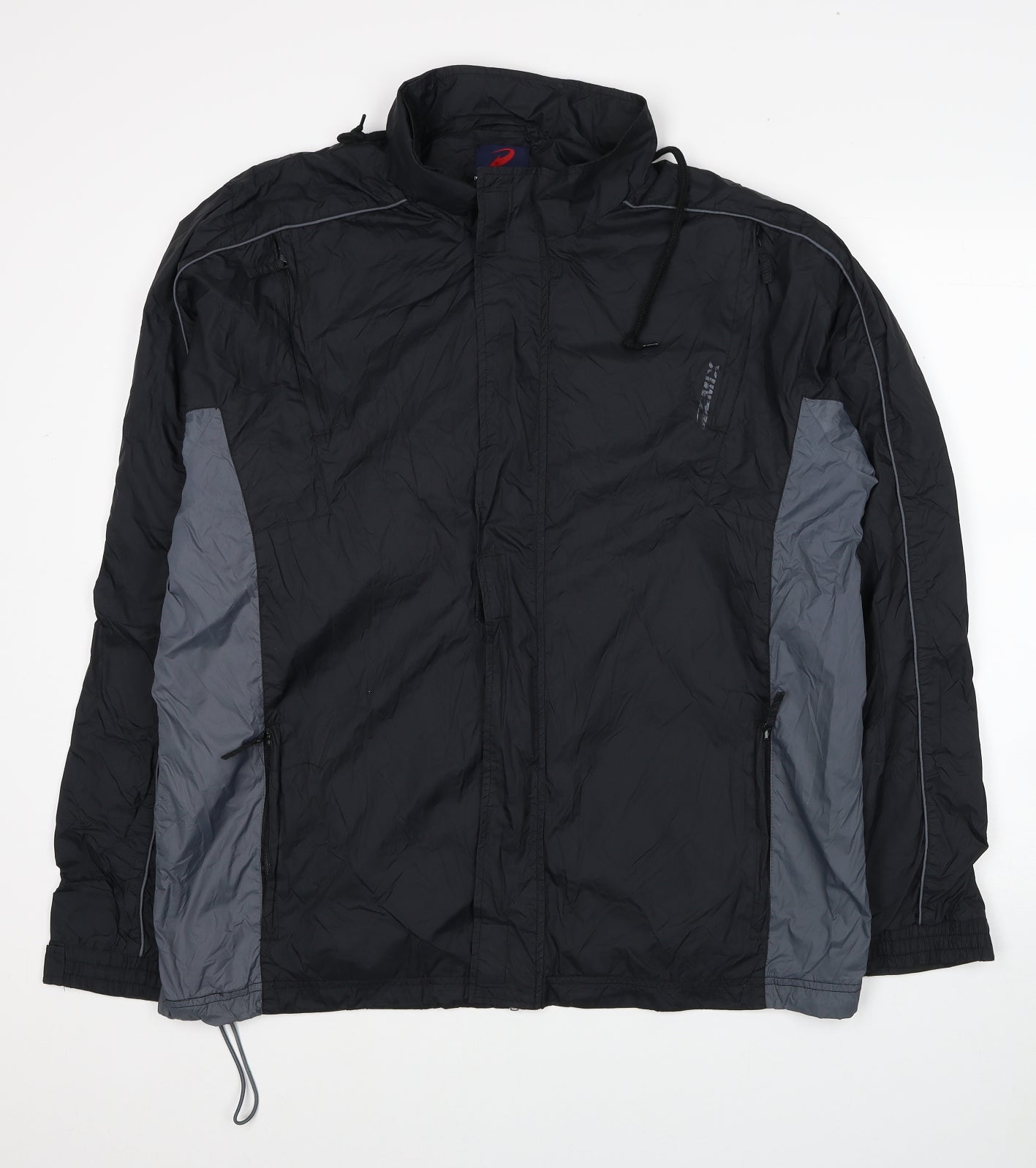 Demix Mens Black Windbreaker Coat Size L Zip