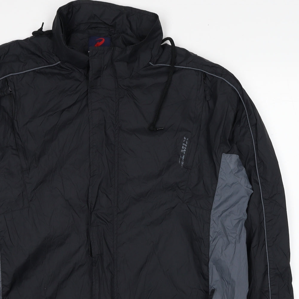 Demix Mens Black Windbreaker Coat Size L Zip