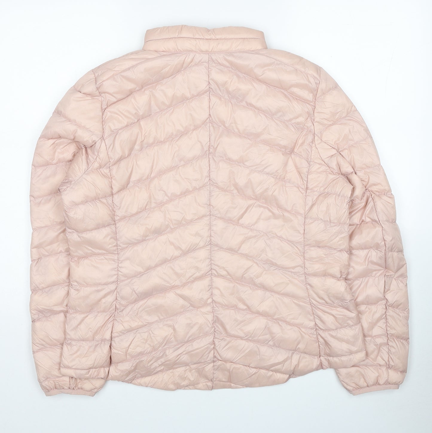 Marks and Spencer Womens Pink Quilted Coat Size 14 Zip