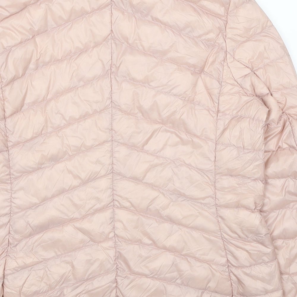 Marks and Spencer Womens Pink Quilted Coat Size 14 Zip