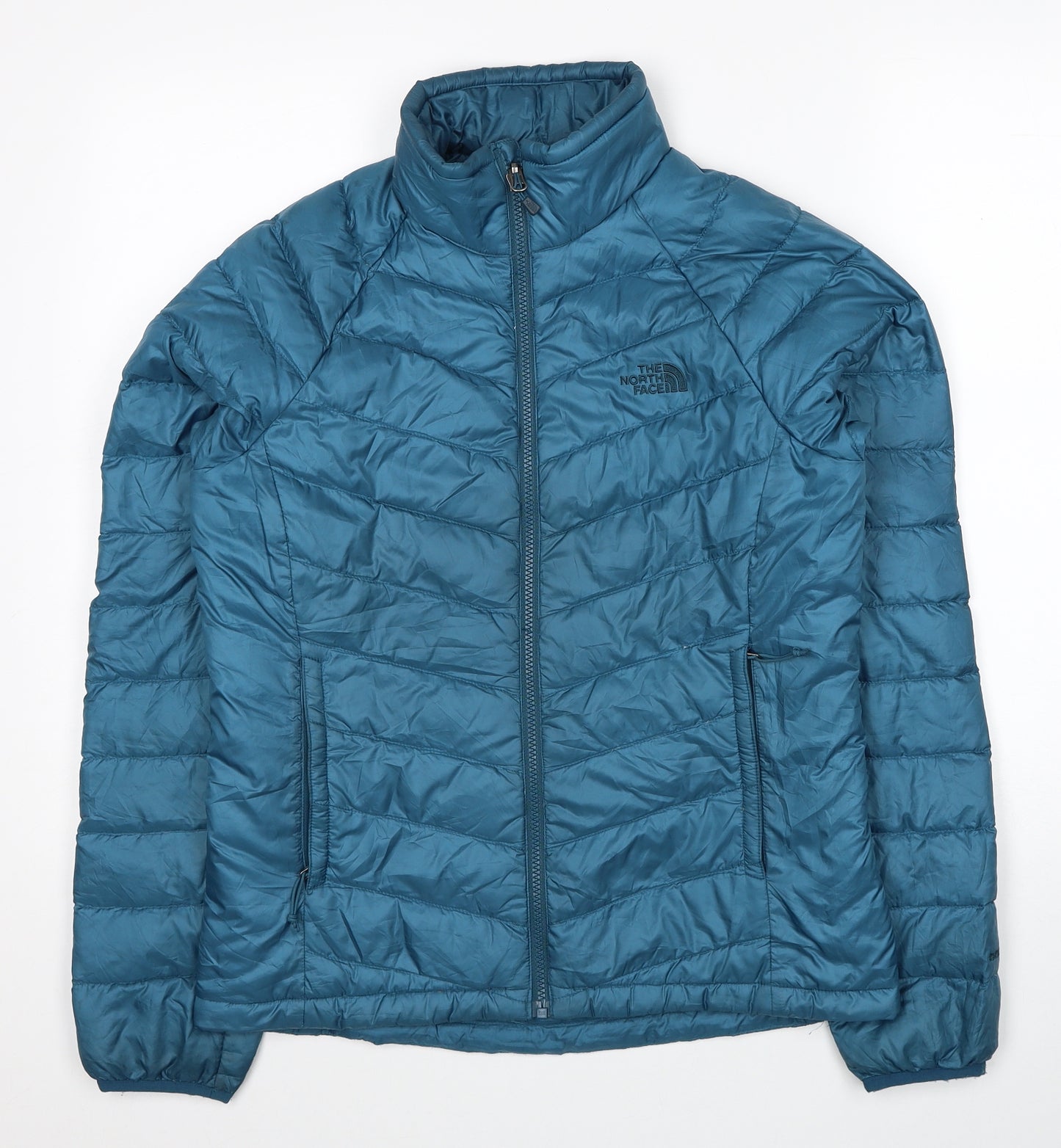 The North Face Womens Blue Puffer Jacket Coat Size S Zip