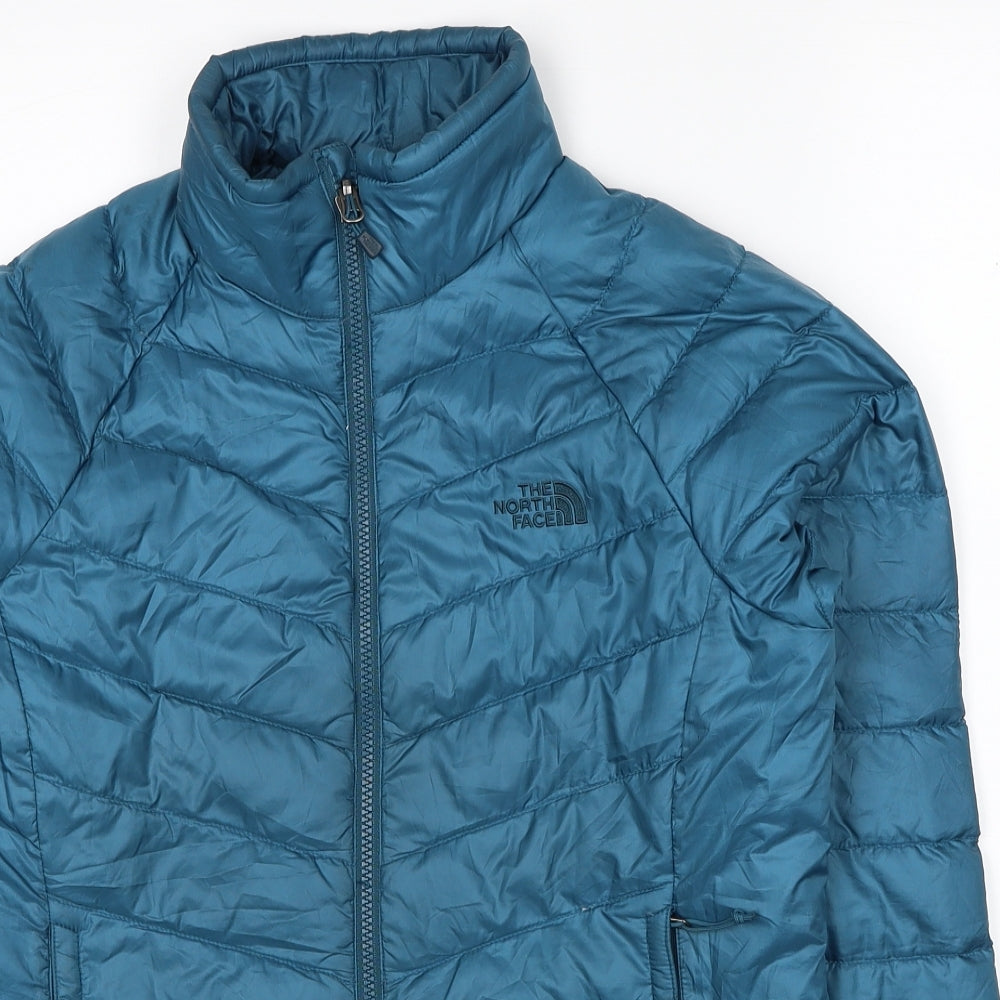 The North Face Womens Blue Puffer Jacket Coat Size S Zip