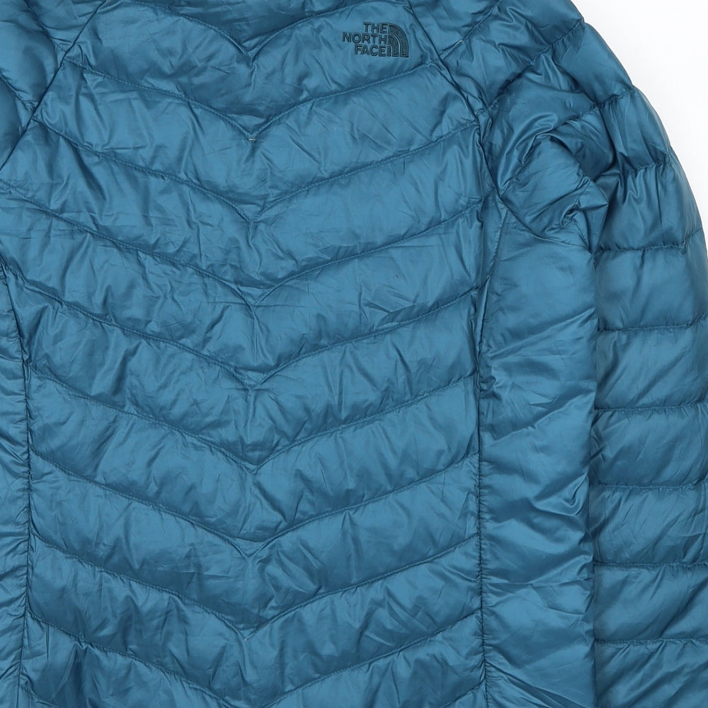 The North Face Womens Blue Puffer Jacket Coat Size S Zip
