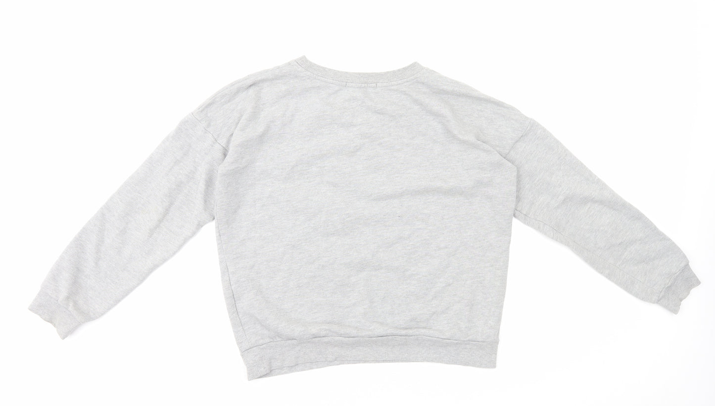 NEXT Womens Grey Floral Cotton Pullover Sweatshirt Size 10 Pullover - Pearl Details