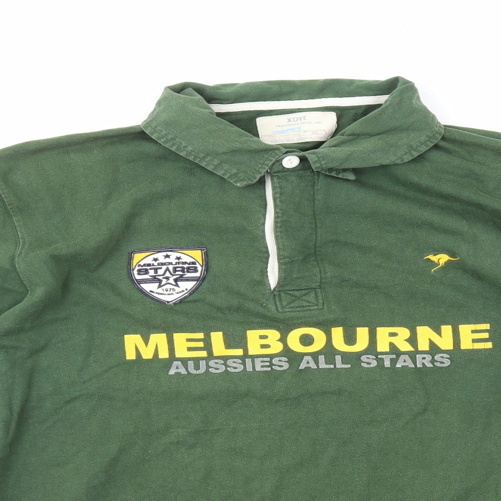 XDYE Mens Green Cotton Polo Size XL Collared Pullover - Australia Melbourne