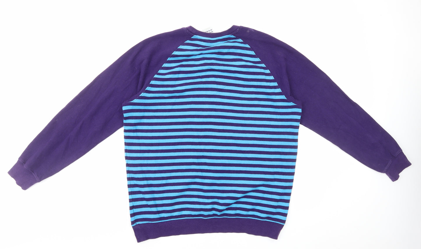 adidas Mens Purple Striped Cotton Pullover Sweatshirt Size L