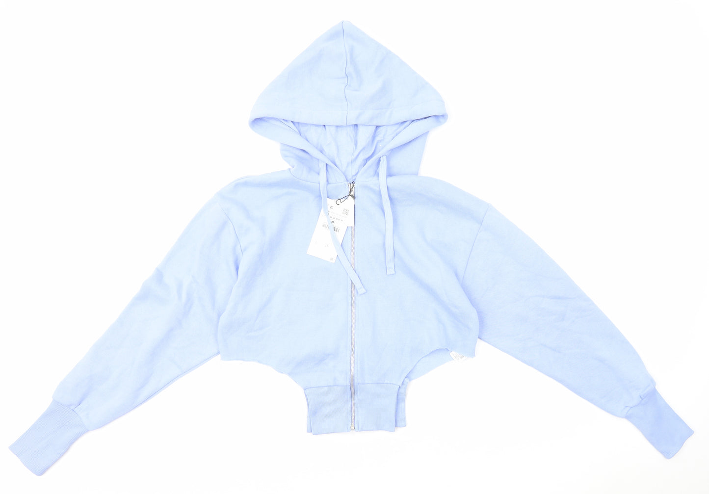Zara Womens Blue Cotton Full Zip Hoodie Size M Zip