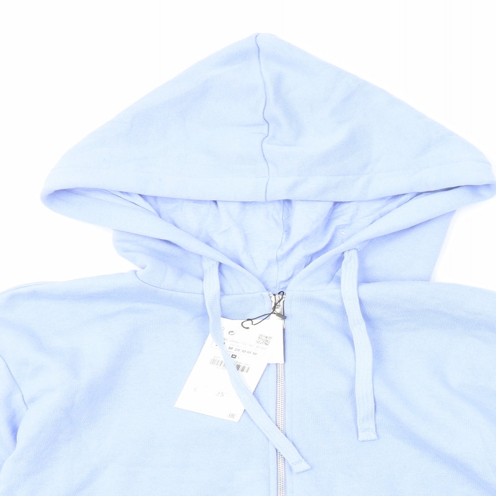 Zara Womens Blue Cotton Full Zip Hoodie Size M Zip