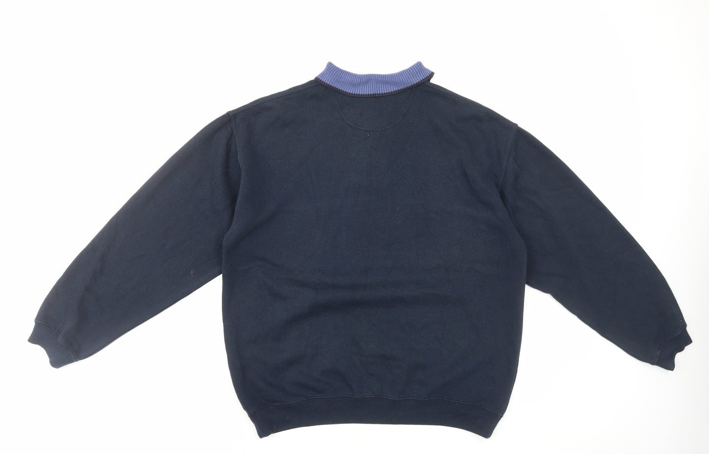 TNX Mens Blue Acrylic Polo Size M Collared Pullover