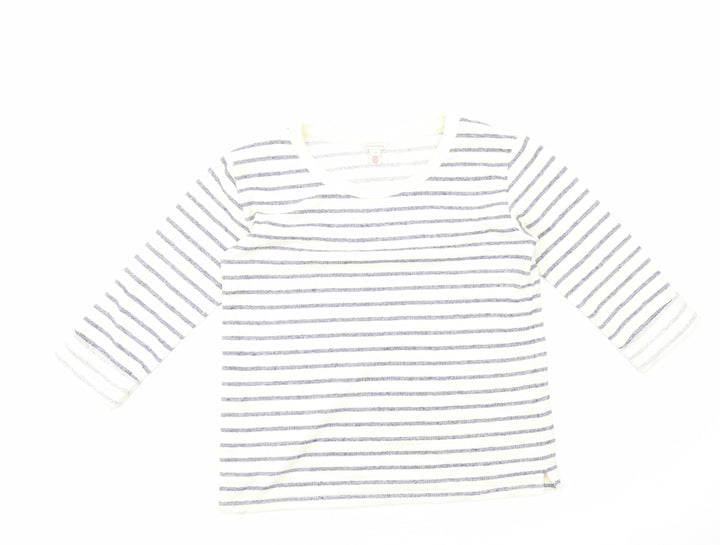 Monsoon Womens White Striped Polyester Basic Tank Size M Scoop Neck