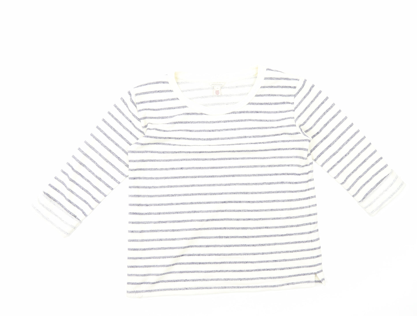 Monsoon Womens White Striped Polyester Basic Tank Size M Scoop Neck