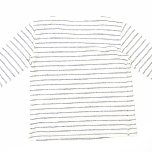 Monsoon Womens White Striped Polyester Basic Tank Size M Scoop Neck