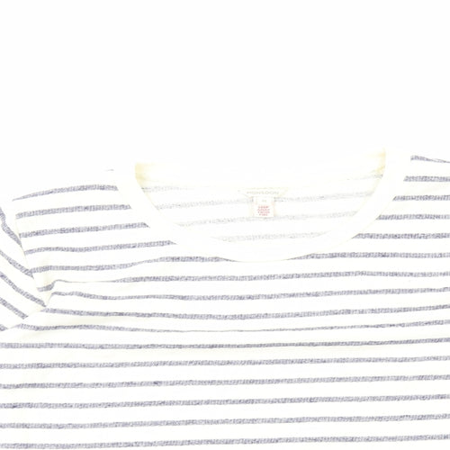 Monsoon Womens White Striped Polyester Basic Tank Size M Scoop Neck